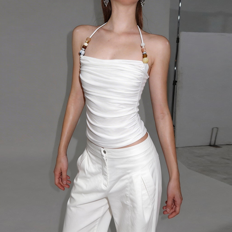 Cutenew Slim Pleats Dây Áo Vest Hình Eo Ôm Hơn Chắc Chắn Thoáng Mát Nữ Mùa Hè Niche Hot Chick Phong Cách