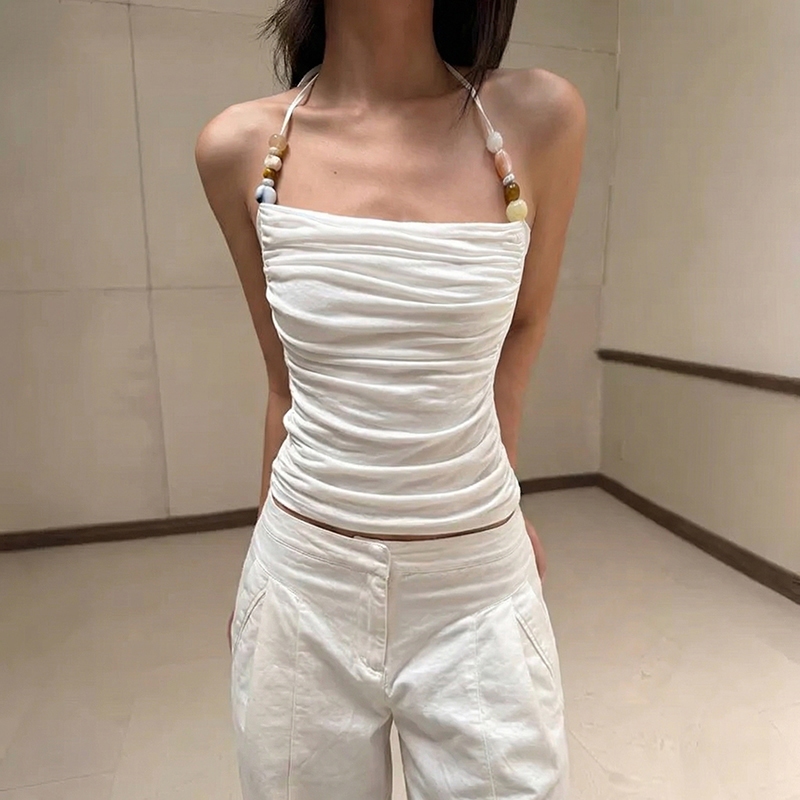 Cutenew Slim Pleats Dây Áo Vest Hình Eo Ôm Hơn Chắc Chắn Thoáng Mát Nữ Mùa Hè Niche Hot Chick Phong Cách
