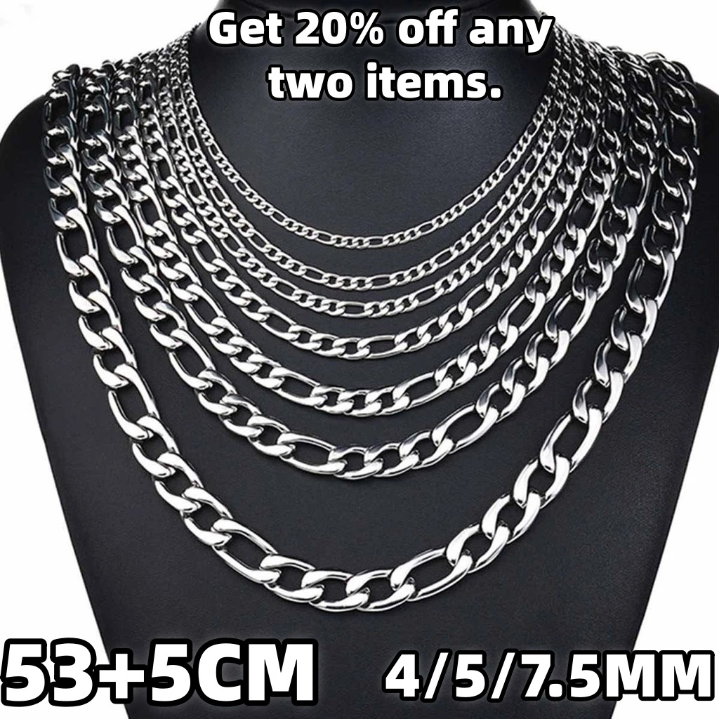 Dây chuyền kiểu Cuba tối giản mới của châu Âu và Mỹ, kích thước 4/5/7.5MM, trang sức nam phong cách đường phố hip-hop - món quà tuyệt vời dành cho bạn trai.- NKDC3