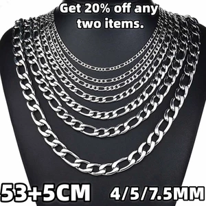 Dây chuyền kiểu Cuba tối giản mới của châu Âu và Mỹ, kích thước 4/5/7.5MM, trang sức nam phong cách đường phố hip-hop - món quà tuyệt vời dành cho bạn trai.- NKDC3