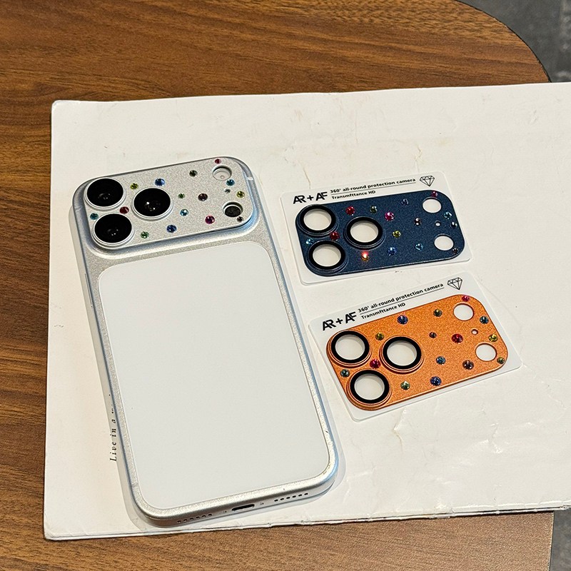 Phim ống kính đính kim cương chấm bi ảnh hưởng thời trang Thích hợp cho iPhone17Pro Max / 17Pro Ins Style Light Luxury HD