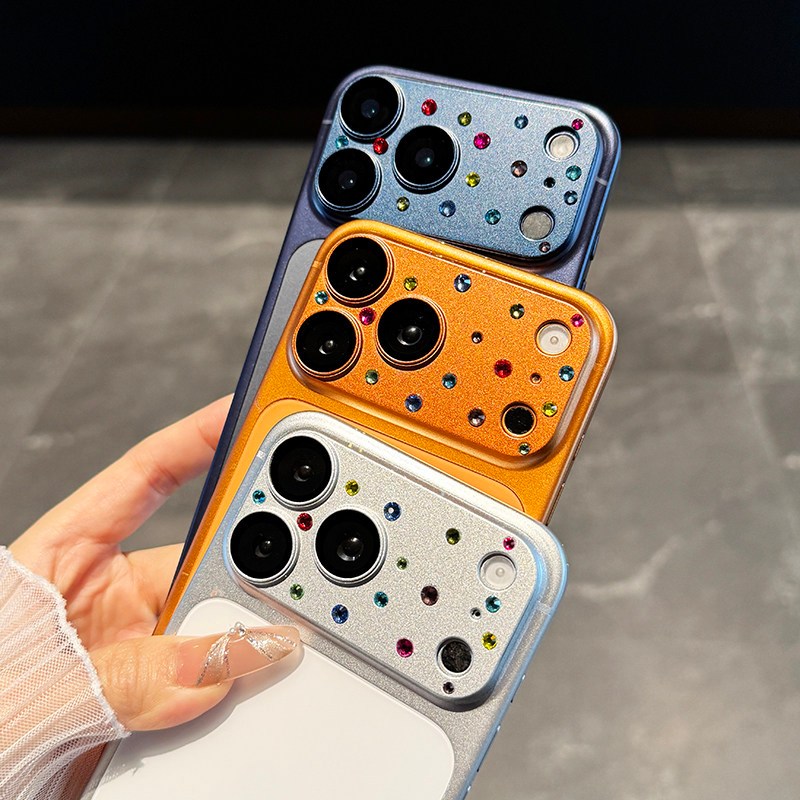 Phim ống kính đính kim cương chấm bi ảnh hưởng thời trang Thích hợp cho iPhone17Pro Max / 17Pro Ins Style Light Luxury HD
