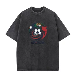 Áo Thun Thể Thao Nam 2026 USA Canada Mexico Áo Thun Bóng Đá Đại Bàng Graphic Tee Cotton Mùa Hè Rửa Vintage Áo Thun Tay Ngắn Cơ Bản Tee