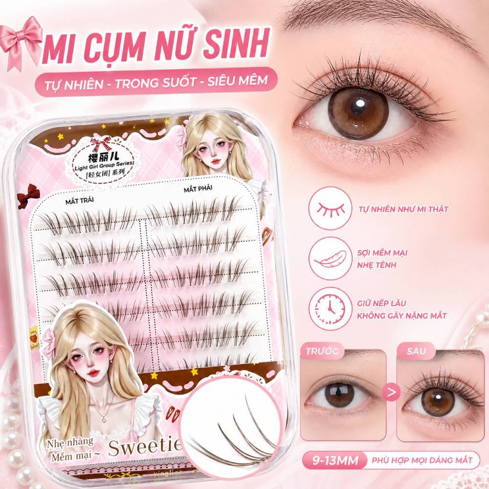 COD+Nhíp tặng kèm🎁 Lông mi giả tự nhiên phong cách hươu nâu C Curl 9-13mm Lông mi sợi mềm thủ công để mặc hàng ngày