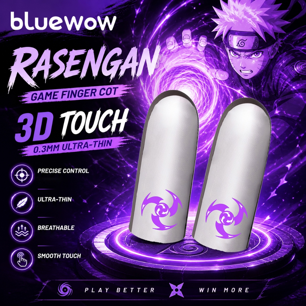 Bluewow [Rasengan] Tay áo chơi game, găng tay đầu ngón tay bằng vải bạc, thích hợp cho PUBG, CODM và MLBB. Mới nâng cấp, chống mồ hôi, chống trượt và thoáng khí, hoàn hảo cho PUBG