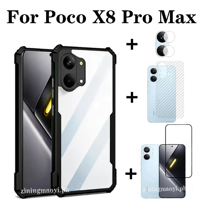 Bộ 4IN1 Bộ vỏ bảo vệ chống rơi chống sốc [Vỏ điện thoại Armor + màng bảo vệ + Phim mặt sau + Phim máy ảnh] cho Poco X8 Pro Max X7Pro X6Pro X6