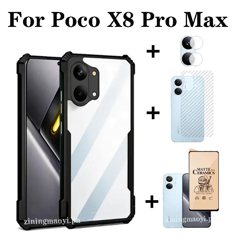 Bộ 4IN1 Bộ vỏ bảo vệ chống rơi chống sốc [Vỏ điện thoại Armor + màng bảo vệ + Phim mặt sau + Phim máy ảnh] cho Poco X8 Pro Max X7Pro X6Pro X6