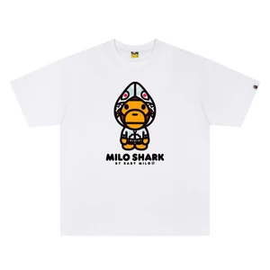 Unisex Cổ Điển Khỉ Camo Mũ Cá Mập In Hình Áo Thun Tay Ngắn Quá Khổ