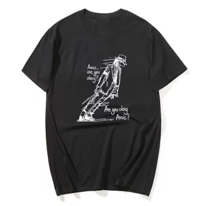 2026 Mùa Hè Mới Cổ Điển Michael Jackson Are You Ok In Punk Rock Thời Trang Áo Thun Nữ Tay Ngắn Nam Nữ Cotton Cozy Áo Thun