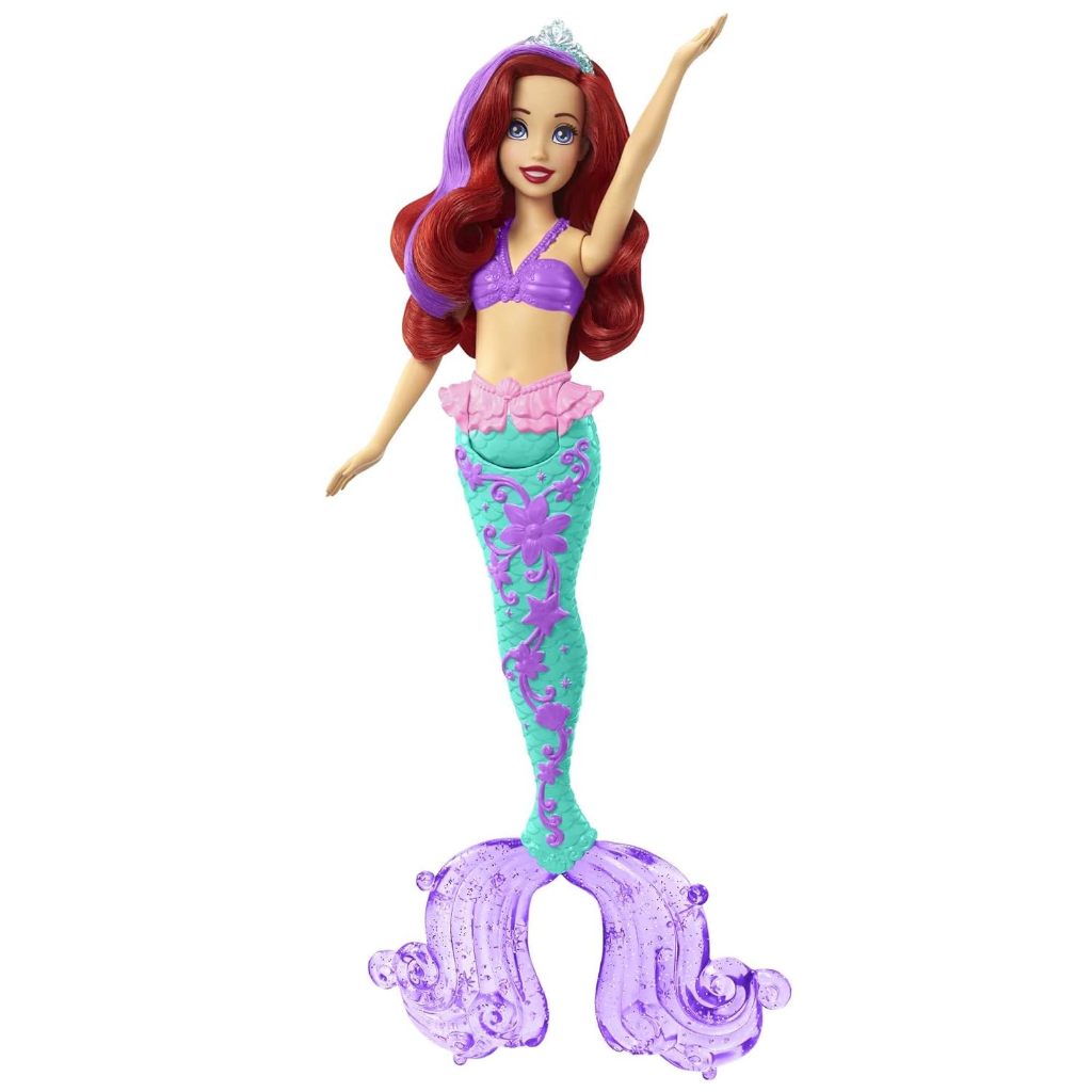 ‎Đồ chơi công chúa Disney Búp bê nàng tiên cá Ariel với tóc và đuôi đổi màu, Đồ chơi nước bắn màu lấy cảm hứng từ bộ phim HLW00
