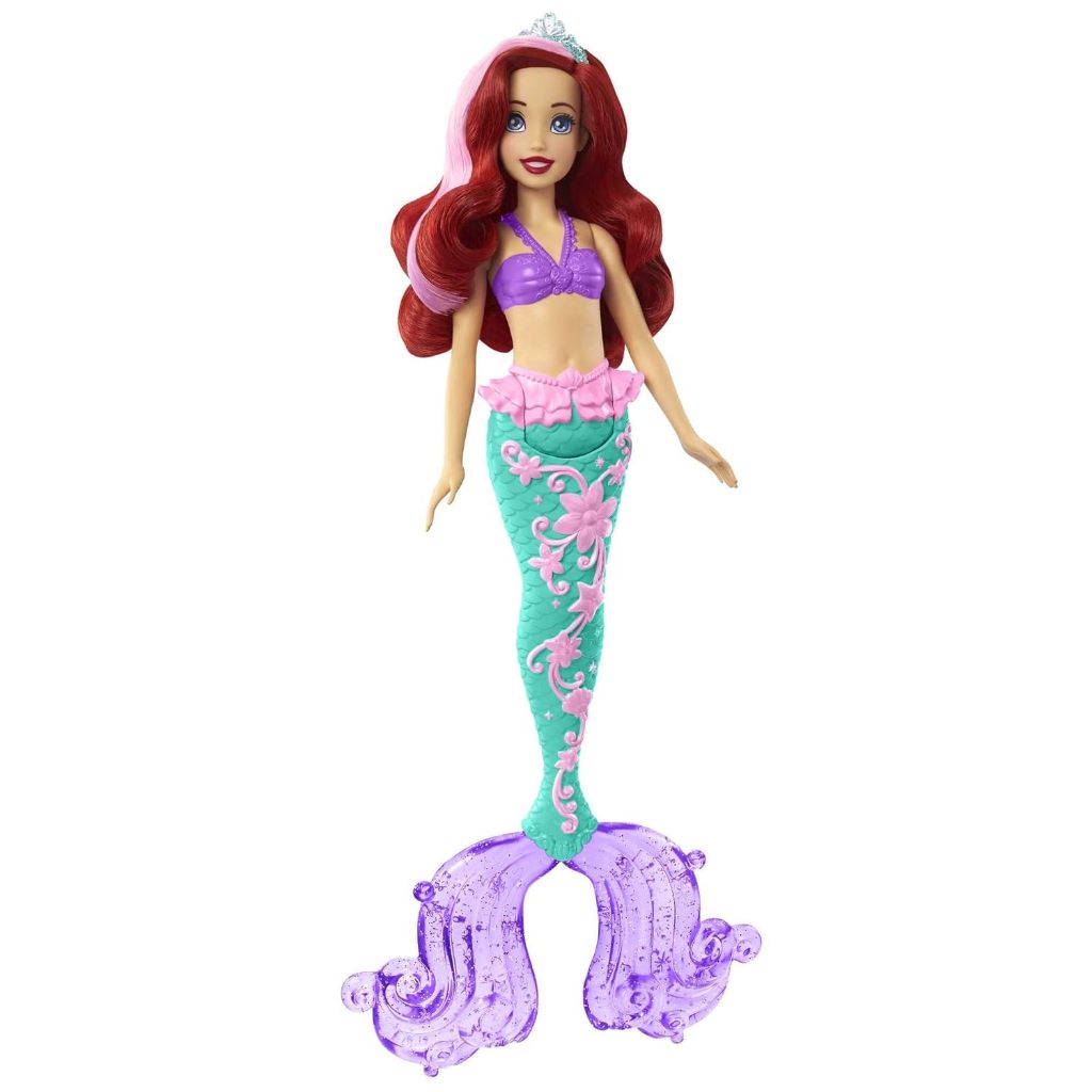 ‎Đồ chơi công chúa Disney Búp bê nàng tiên cá Ariel với tóc và đuôi đổi màu, Đồ chơi nước bắn màu lấy cảm hứng từ bộ phim HLW00