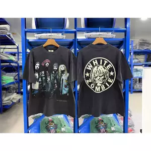 Phiên Bản Giới Hạn Trắng Zombie Retro Giặt Áo Thun Quá Khổ Tay Ngắn Dạo Phố Unisex