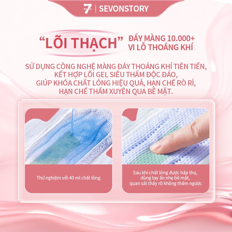 [SevonStory] Bộ Băng vệ sinh ban ngày đêm 7 gói, chống rò rỉ khô, mùi thơm thoáng khí