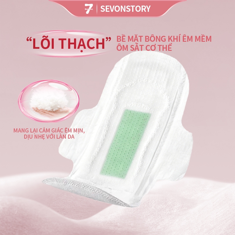 【SevonStory ⑦】Combo 6 gói ban ngày Băng vệ sinh  24.5cm (7 miếng/gói), tích hợp chip bạc hà mát lạnh dễ chịu. Hương hoa tinh tế, thơm nhẹ và lưu hương lâu . Chất liệu mềm mại, thấm hút nhanh sau 3 giây. Băng vệ sinh tàng hình.