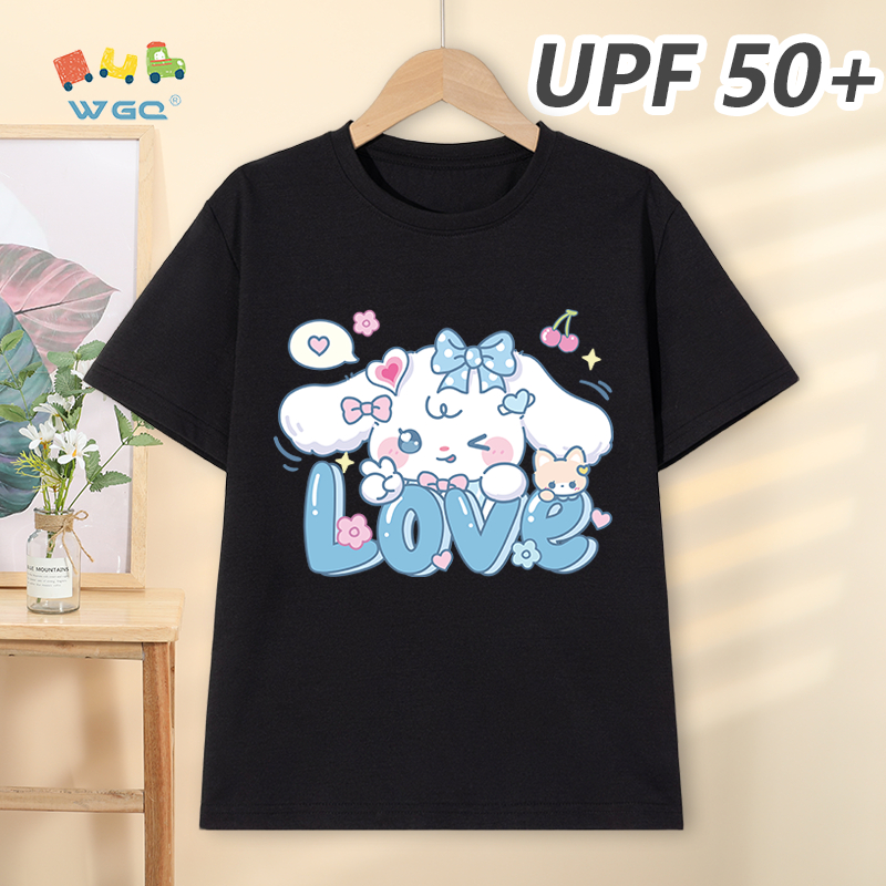 W.G.Q Áo thun bé gái，Phong cách mới mùa hè có in，Chức năng chống nắng UPF50 +，Thoải mái mát mẻ，hấp thụ mồ hôi thoáng khí