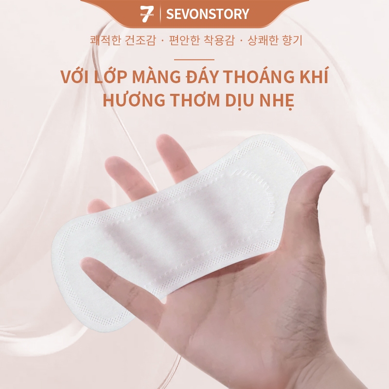 【SevonStory ⑦】Combo 5 gói hàng ngày Băng vệ sinh  siêu mỏng < 0.1cm, với  chiều dài 15.5cm (21 miếng/gói). Hương hoa tinh tế, thơm nhẹ và lưu hương dài lâu. Băng vệ sinh tàng hình.