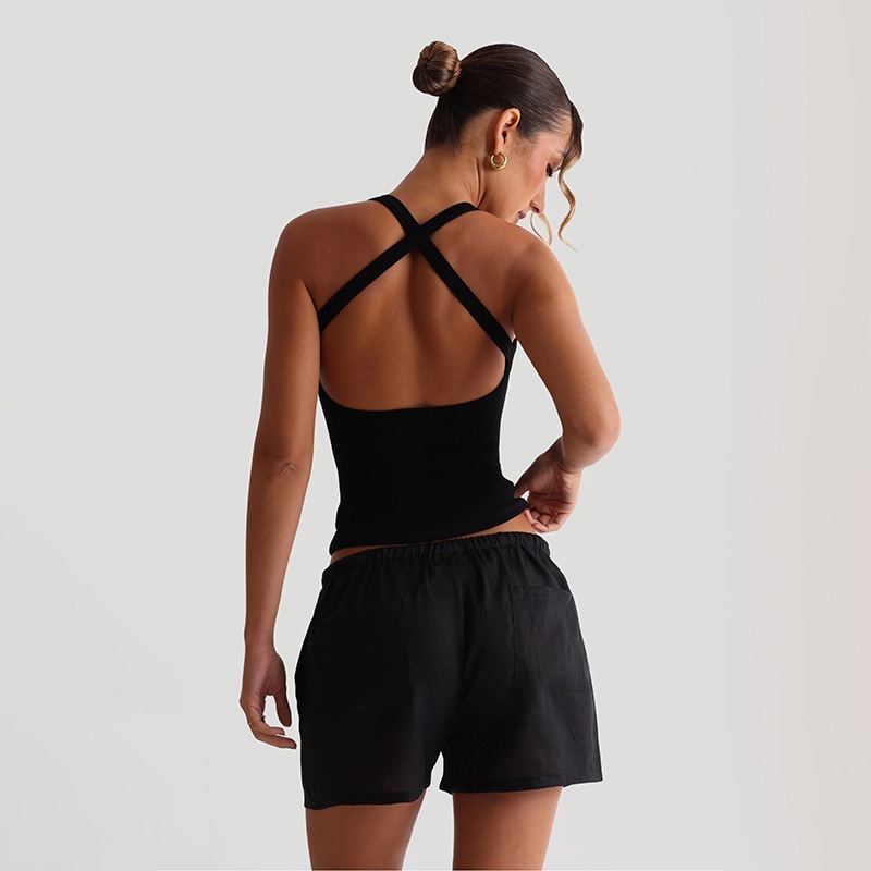 Áo vest thể thao Yoga nữ cổ thấp dây đeo chéo bó sát lưng gợi cảm cô gái cao cấp phong cách đường phố cổ điển hàng đầu