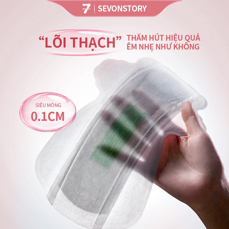 【SevonStory ⑦】Combo 6 gói ban ngày Băng vệ sinh  24.5cm (7 miếng/gói), tích hợp chip bạc hà mát lạnh dễ chịu. Hương hoa tinh tế, thơm nhẹ và lưu hương lâu . Chất liệu mềm mại, thấm hút nhanh sau 3 giây. Băng vệ sinh tàng hình.