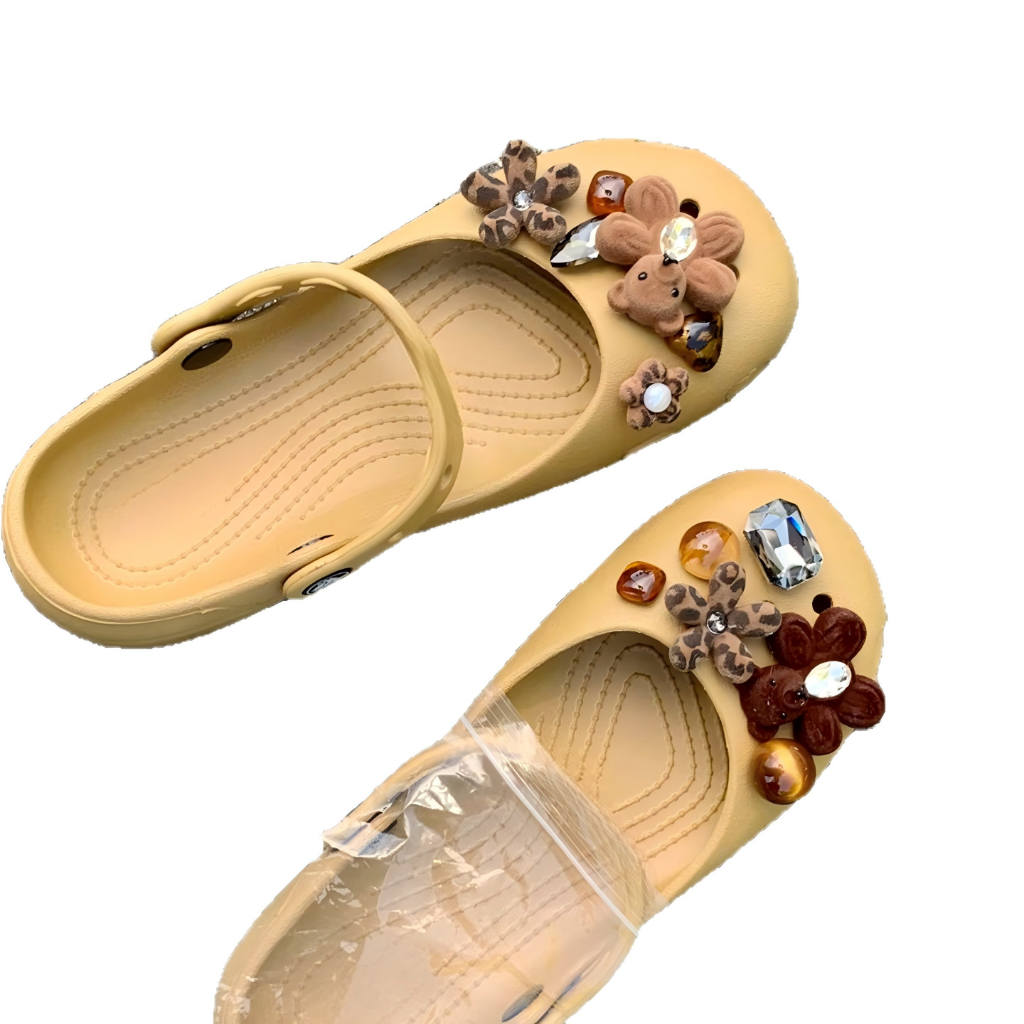 Phụ Nữ Bé Gái Tắc Sandal Giày DIY Quyến Rũ Phong Cách Dễ Thương Da Báo In Hoa Mặt Dây Chuyền Nút Lỗ Giày Trang Trí Bộ Phụ Kiện Quà Tặng