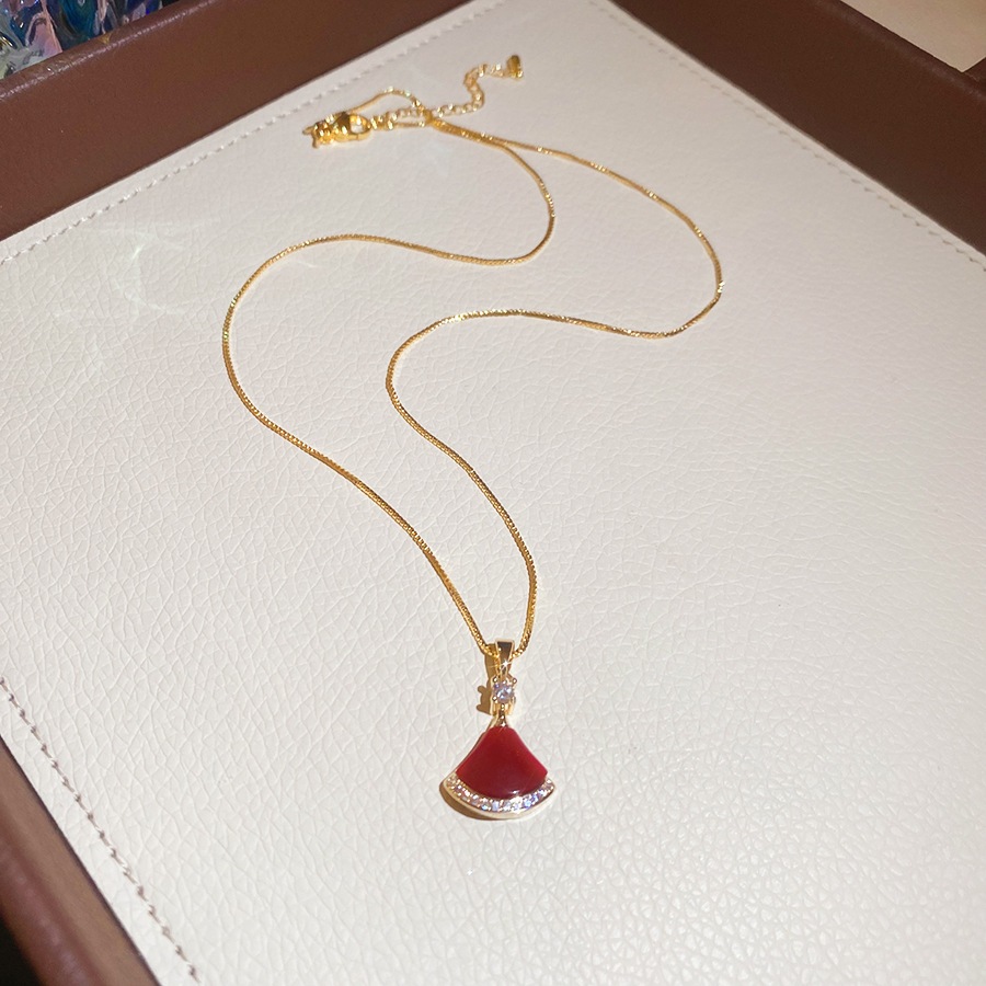 Vòng cổ mặt dây chuyền hình quạt, Vòng cổ quyến rũ váy tinh tế với tông màu Cubic Zirconia, Phong cách sang trọng dành cho nữ