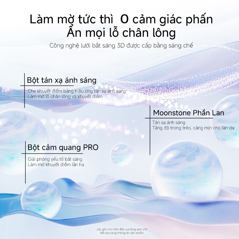 Little Ondine Phấn phủ Đá Mặt Trăng, trong trẻo kiềm dầu, mờ lì lâu dài, che khuyết điểm, giữ trang và sửa trang điểm 8.5g/3g
