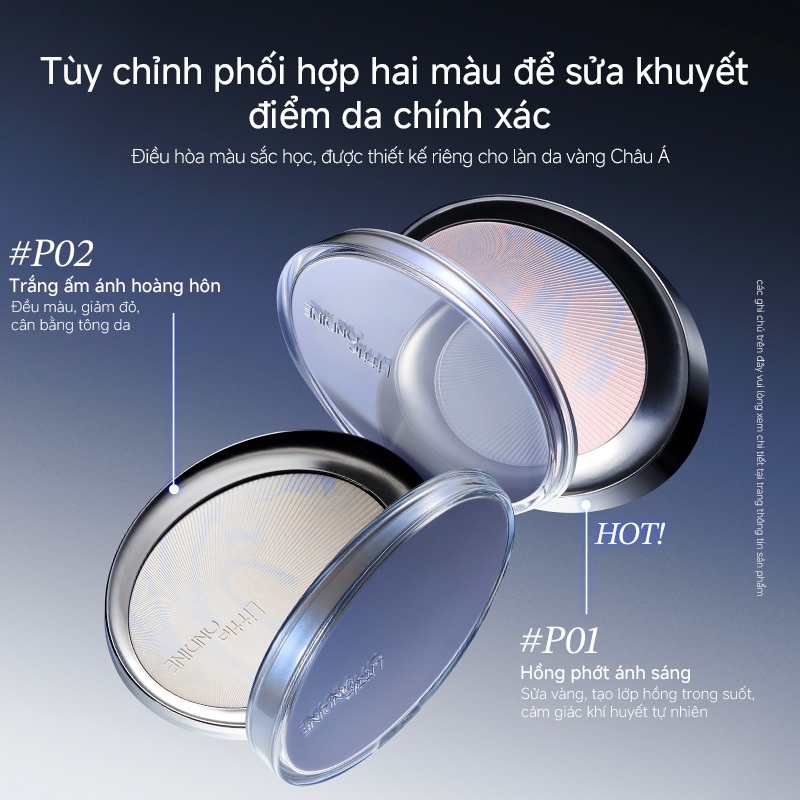 Little Ondine Phấn phủ Đá Mặt Trăng, trong trẻo kiềm dầu, mờ lì lâu dài, che khuyết điểm, giữ trang và sửa trang điểm 8.5g/3g