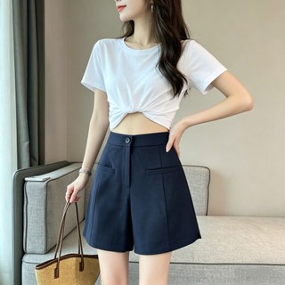 【MIZIQI】 Quần short thường ngày phong cách đi làm cho nữ, quần ống rộng dáng chữ A mỏng