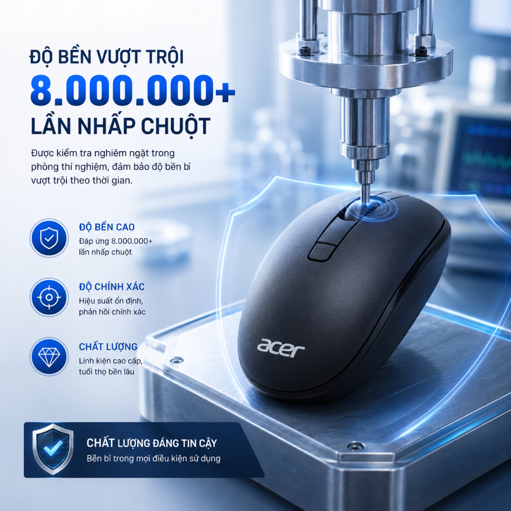 Acer Chuột Không Dây 2.4G Im Lặng Ergonomic Chuột Cho Laptop PC Windows Mac OS Chuột USB-A Đầu Thu DPI Chế Độ Ngủ Tự Động M404 | BigBuy360 - bigbuy360.vn