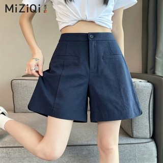 【MIZIQI】 Quần short thường ngày phong cách đi làm cho nữ, quần ống rộng dáng chữ A mỏng