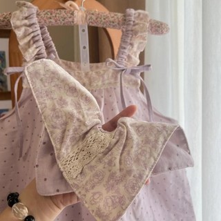 Bộ đồ ngủ chấm bi màu tím dành cho nữ Bộ đồ mặc nhà rộng rãi và ngọt ngào