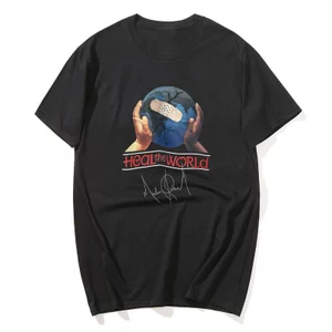 Chữa lành Thế Giới Michael Jackson Album Cover Unisex Tay Ngắn Nam Nữ Áo Thun Tee Trẻ Em Người Lớn Cha Mẹ Trẻ Em Áo Thun