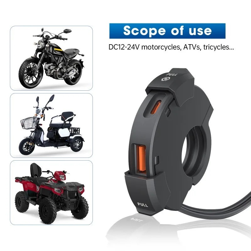 ECILY Universal QC3.0 Xe Máy Sạc USB 48W USB-C Bộ Chuyển Đổi Nguồn Chống Nước Tay Cầm Gắn Chân Đế Camera Sạc Điện Thoại