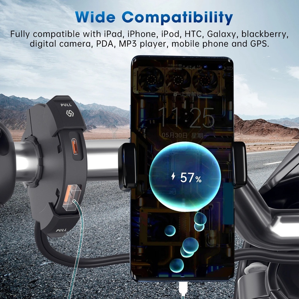 ECILY Universal QC3.0 Xe Máy Sạc USB 48W USB-C Bộ Chuyển Đổi Nguồn Chống Nước Tay Cầm Gắn Chân Đế Camera Sạc Điện Thoại