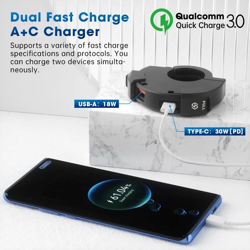 ECILY Universal QC3.0 Xe Máy Sạc USB 48W USB-C Bộ Chuyển Đổi Nguồn Chống Nước Tay Cầm Gắn Chân Đế Camera Sạc Điện Thoại
