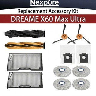 Dành Cho Dreame X60 Max Siêu Robot Hút Bụi Thay Thế Bộ Phụ Kiện Bàn Chải Chính Bàn Chải Bên Bàn Chải Hepa Lọc Cây Lau Nhà Vải Túi Bụi Dự Phòng