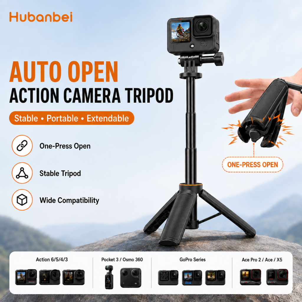 Chân Máy Mini Tự Mở Kéo Dài Cho DJI Osmo Action 6/5 Pro/4/3, GoPro HERO13/12/11/10, Insta360 Ace Pro 2/X5, AKASO