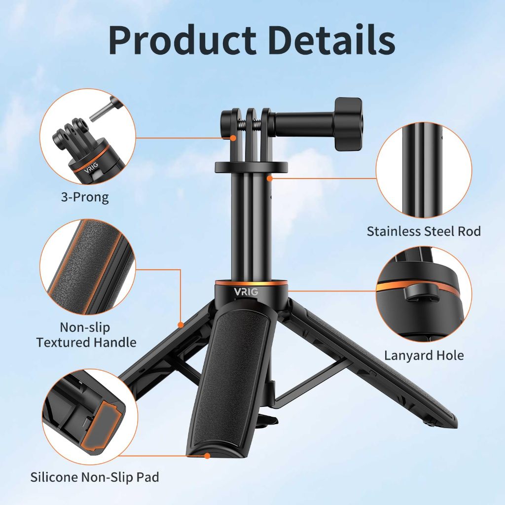 Chân Máy Mini Tự Mở Kéo Dài Cho DJI Osmo Action 6/5 Pro/4/3, GoPro HERO13/12/11/10, Insta360 Ace Pro 2/X5, AKASO