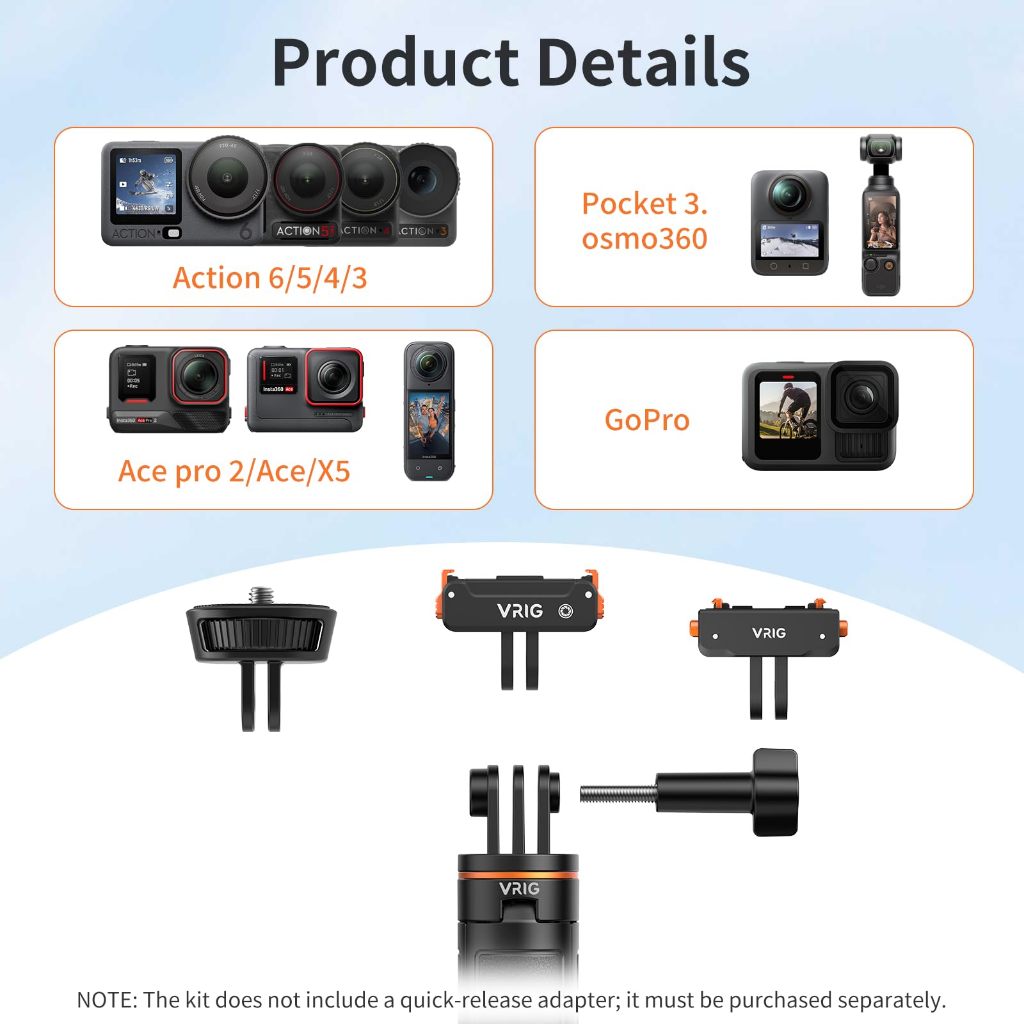 Chân Máy Mini Tự Mở Kéo Dài Cho DJI Osmo Action 6/5 Pro/4/3, GoPro HERO13/12/11/10, Insta360 Ace Pro 2/X5, AKASO