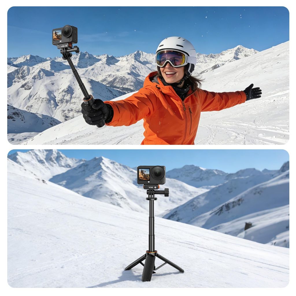 Chân Máy Mini Tự Mở Kéo Dài Cho DJI Osmo Action 6/5 Pro/4/3, GoPro HERO13/12/11/10, Insta360 Ace Pro 2/X5, AKASO