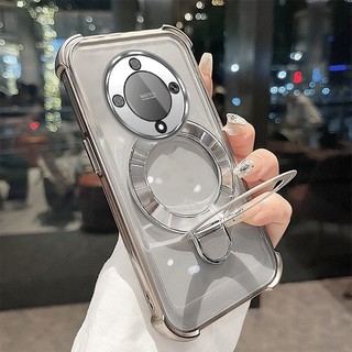 Ốp Lưng Cho Honor X9A X9B X9 X9C Vỏ Điện Thoại Mạ Điện Silicon Cao Cấp Thẩm Mỹ Giá Đỡ Điện Thoại 3D Thiết Kế Mới Phong Cách Tối Giản