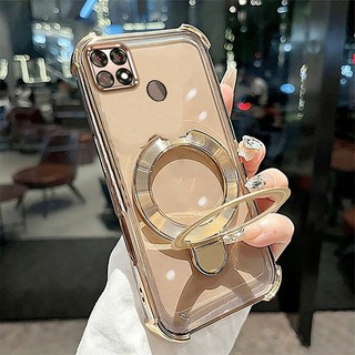 Ốp Lưng Cho OPPO A15 A15S Vỏ Điện Thoại Mạ Điện Silicon Cao Cấp Thẩm Mỹ Giá Đỡ Điện Thoại 3D Thiết Kế Mới Phong Cách Tối Giản