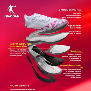 [Màu mới] Giày chạy bộ nam Qiaodan Feiying Kẻ sọc 3.0 Marathon Racing Carbon Plate QDB023262290