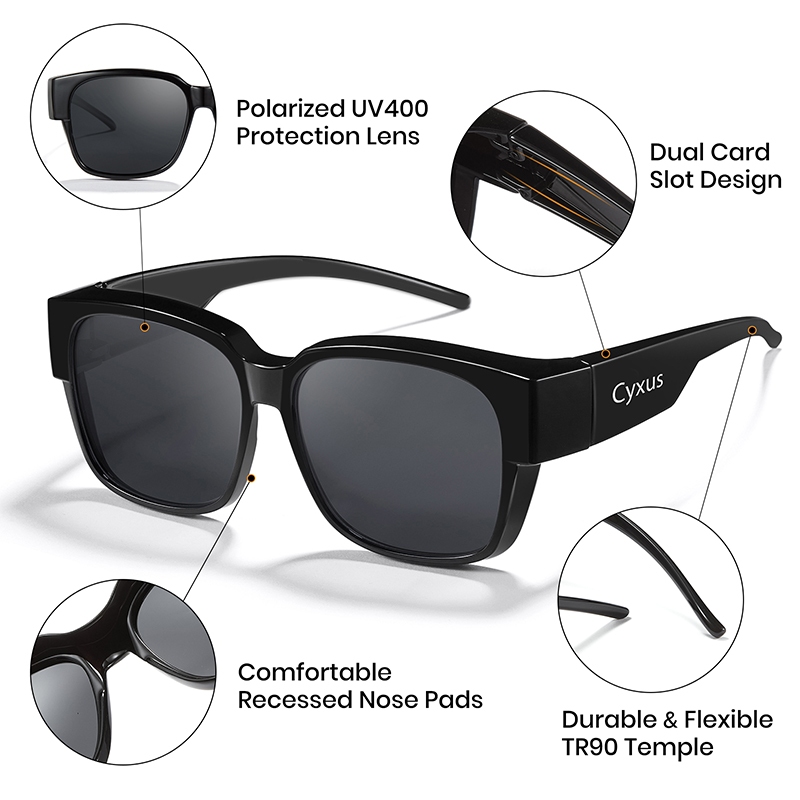 Cyxus Kính râm phân cực kẹp mới | Kính râm thời trang chống tia UV | Kính râm sành điệu | Chống tia UV400 | Sản phẩm bán chạy | Dành cho cả nam và nữ | Chất liệu nhẹ | Thích hợp cho lái xe và đi biển - 1821