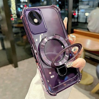 Ốp Lưng Dành Cho vivo Y02 Y02A Y02T Vỏ Điện Thoại Mạ Điện Silicon Cao Cấp Thẩm Mỹ Giá Đỡ Điện Thoại 3D Thiết Kế Mới Phong Cách Tối Giản