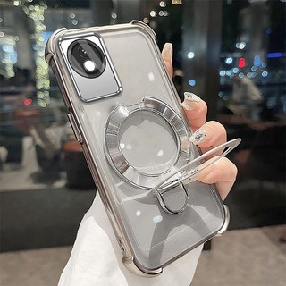 Ốp Lưng Dành Cho vivo Y02 Y02A Y02T Vỏ Điện Thoại Mạ Điện Silicon Cao Cấp Thẩm Mỹ Giá Đỡ Điện Thoại 3D Thiết Kế Mới Phong Cách Tối Giản