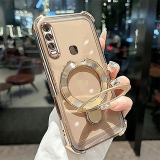 Ốp lưng cho vivo y11 y12 y15 y17 y19 Vỏ điện thoại mạ điện silicon cao cấp thẩm mỹ Giá đỡ điện thoại 3D thiết kế mới phong cách tối giản