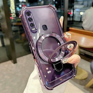 Ốp lưng cho vivo y11 y12 y15 y17 y19 Vỏ điện thoại mạ điện silicon cao cấp thẩm mỹ Giá đỡ điện thoại 3D thiết kế mới phong cách tối giản