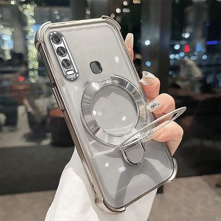 Ốp lưng cho vivo y11 y12 y15 y17 y19 Vỏ điện thoại mạ điện silicon cao cấp thẩm mỹ Giá đỡ điện thoại 3D thiết kế mới phong cách tối giản