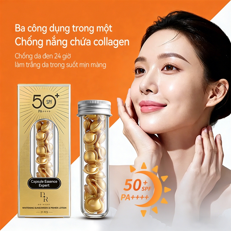 Kem chống nắng làm trắng da ba trong một SPF50 +: Kem chống nắng + Tinh chất làm trắng + Vết phai màu, bảo vệ da hiệu quả khỏi tổn thương bằng tia cực tím