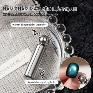 Miss Gooey Mới nâng cấp nghệ thuật làm móng tay phổ biến tròn béo ngắn nam châm mạnh siêu mạnh lực từ tính nhanh hạt thủy tinh mắt mèo nam châm công cụ